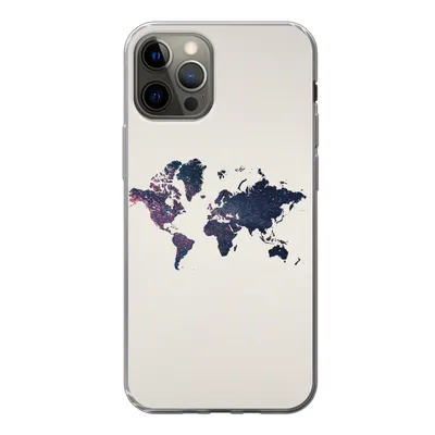 Produktbild von MuchoWow® Handyhülle Schutzhülle Hülle für iPhone 12 Pro Weltkarte - Licht - Rot Silikon Softcase Handy Hülle - Abdeckung