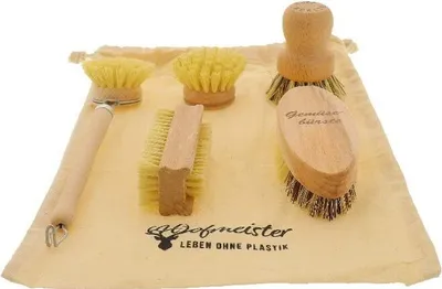 Produktbild von Hofmeister Holz-Bürsten Set 5-teilig Buche Topfbürste Gemüsebürste Spülbürste