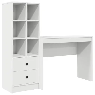 Immagine prodotto di vidaXL Scrivania con cassetti e scaffale con spazio di archiviazione, 2 pezzi, bianco