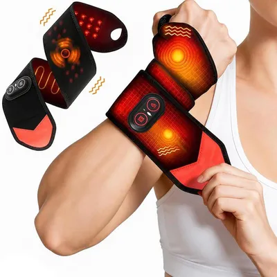 Produktbild von Kabellose Handgelenkbandage mit Wärmefunktion, Rotlicht Therapie 660nm und Vibrationsmassage, wiederaufladbarer Handgelenkwärmer für Handgelenkunterstützung
