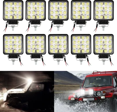 Obrázek produktu pro 10 kusů LED pracovní světlo LED pracovní světlo 48W 10-30V DC automobilový světlomet IP67 offroad JEEP, halogen, neutrální bílá, silné světlo v dosahu, jas bez kompromisů