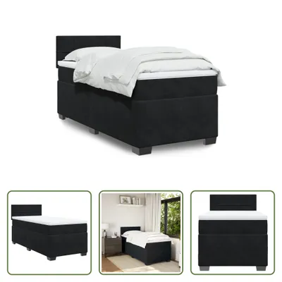Produktbild von The Living Store Boxspringbett mit Matratze Schwarz 80x200 cm Samt
