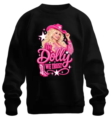 Zdjęcie produktu dla Bluza z kapturem "In Dolly We Trust Pink Cowgirl Hut Country Musik Nashville", czarna, rozmiar L