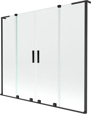 Produktbild von Mexen Velar L Duo Badewannenabtrennung 2-flügelig verschiebbar 200 x 150 cm, transparent, schwarz - 896-200-003-02-70