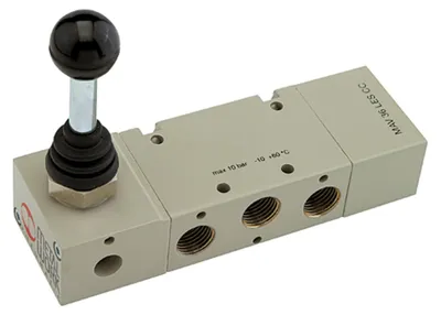 Produktbild von Riegler 5/3-Wegeventil, man. 90° Hebel, G 1/4, Mitte geschl., Federrück.