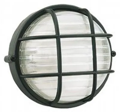 Immagine prodotto di Applique Grande Gabbia Industriale Tonda Alluminio E Vetro Nero 1 Luce E27