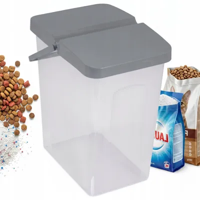 Produktbild von BRANQ Behälter für Waschpulver oder Tierfutter, grau, mit Deckel und Griff, 10 l, 1311