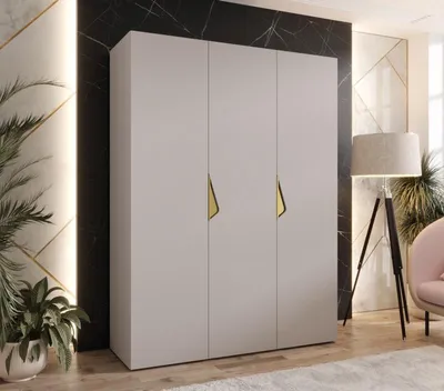 Obrázek produktu pro Třídveřová šatní skříň 150 cm AMARIS 1 - kašmír / zlaté úchyty