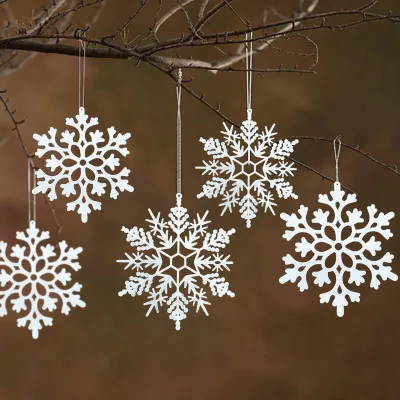 Image de Flocon de neige décoration à suspendre - Blanc - 36 pièces - 10 x 10 cm