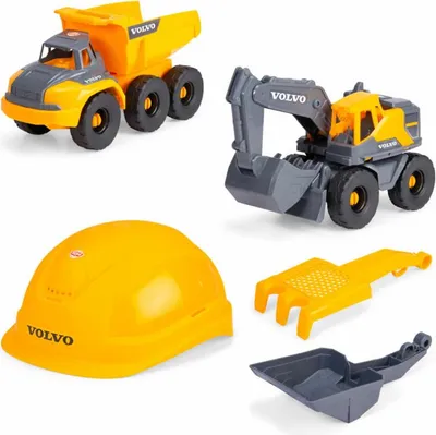 Immagine prodotto di Dickie Toys Volvo Construction Playset, Bagger, Baustelle, Sandspielzeug, Spielzeug, Bauhelm, Kinder, 203729026