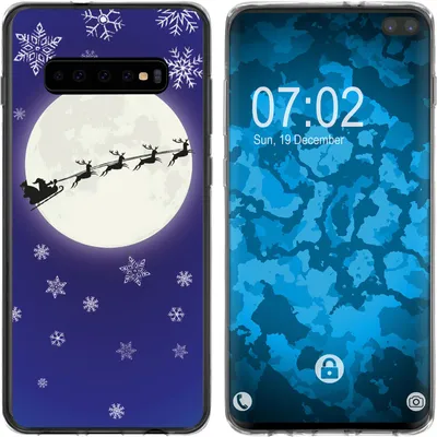 Produktbild von PhoneNatic Case kompatibel mit Samsung Galaxy S10 Plus Silikon-Hülle X Mas Weihnachten Santa - Snowflakes M4