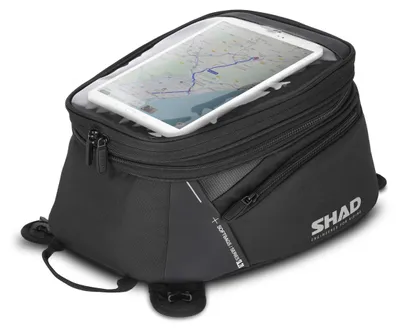 Image de Sacoche de réservoir SHAD SL20 pour moto, noire, extensible (12/15 L), fixation universelle