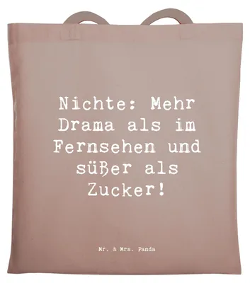 Produktbild von Mr. & Mrs. Panda Einkaufstasche Spruch Nichte Freude - Braun Pastell - Geschenk, Verwandtschaft, Liebe, Jutebeutel, dokumententasche, Geschenke, baumwoll shopper, Lächeln