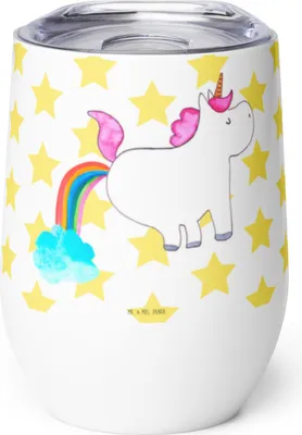Produktbild von Mr. & Mrs. Panda thermosbecher Einhorn Pupsen - Weiß - Geschenk, Glitzer, kaffee tasse, Regenbogen, Thermo Becher, glühweinbecher, Thermobecher, Unicorn, Edelstahlbecher
