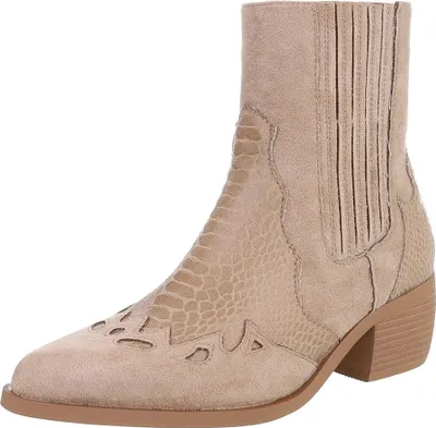 Produktbild von Ital-Design Damen Stiefeletten  Wildlederoptik Western- & Bikerboots 90152908 Hellbraun Gr.  36