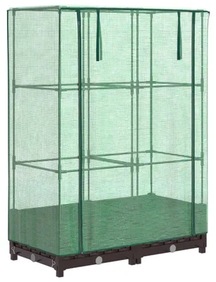 Produktbild von vidaXL Hochbeet mit Gewächshaus-Aufsatz Rattan-Optik 80x40x123 cm