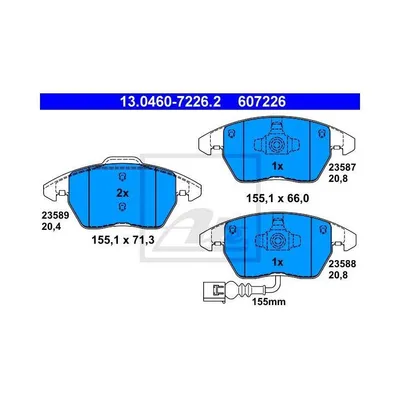 Zdjęcie produktu dla Klocki Hamulcowe Vw Przód Cc/Golf/Jetta/Passat/Touran 03- Klocek Zew 155Mm!!!