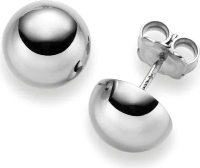 Produktbild von Ohrstecker Ohrschmuck Halbkugel 10mm 750 Gold Weißgold glatt glänzend