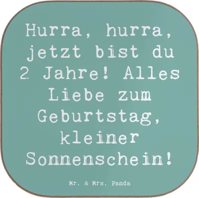 Produktbild von Mr. & Mrs. Panda Untersetzer für Gläser Spruch 2. Geburtstag - Meeresbrise - Geschenk, Happy Birthday, gläseruntersetzer, Coaster, Getränkeuntersetzer, feiern