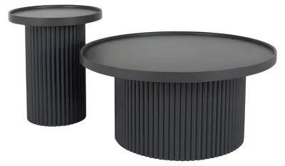 Produktbild von Schwarzer Holz Couchtisch und Beistelltisch im klassischen Stil