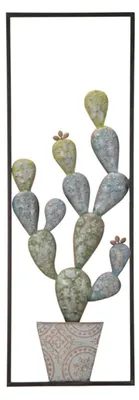 Image de Mauro Ferretti décoration murale cadre cactus 31x2,5x90 cm vert bleu clair