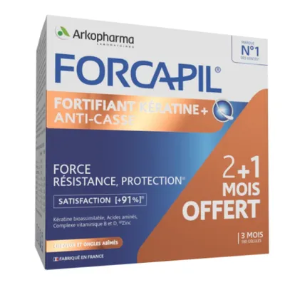 Image de Complément alimentaire Arkopharma Forcapil Fortifiant Kératine Anti-Casse, 180 gélules