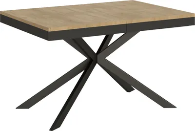 Image de ITYHOME - Table extensible 120/380x90 cm Plaker Evolution effet bois, chêne nature cadre et pieds anthracite
