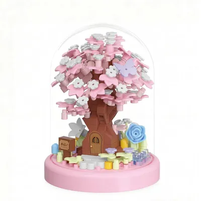 Produktbild von Mini Baustein Baumhaus Frühlingskirschblüte – Mikro Deko Set