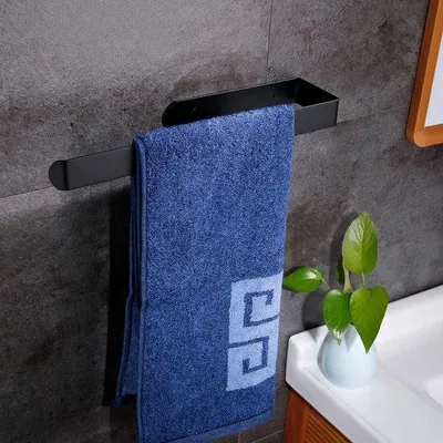 Produktbild von Unyqoos® Küchenrollenhalter selbstklebend & verschraubbar, schwarz – SUS 304 Edelstahl, Wand- & Unterschrankmontage, bis 33 cm