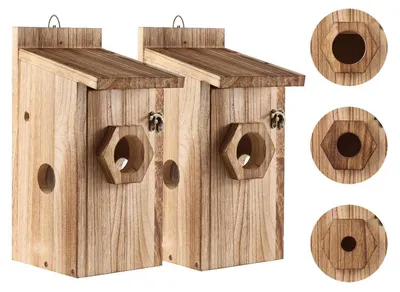 Immagine prodotto di Kit per costruire 2 casette per uccelli, ideale per bambini. Nido in legno resistente alle intemperie, da appendere in giardino o sul balcone