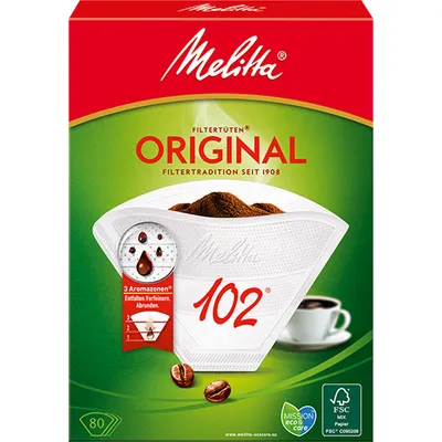 Produktbild von Melitta Original Kaffeefilter Filtertüten Größe 102 weiß 80 Stück