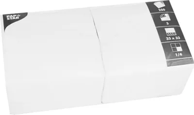 Produktbild von PAPSTAR Lunch-Servietten 330 x 330 mm 3-lagig weiß 250 Stück
