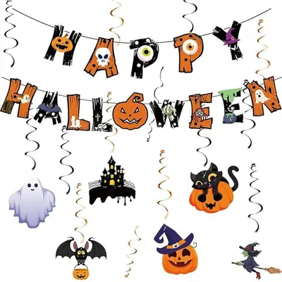 Zdjęcie produktu dla Girlanda Halloween Dynie Nietoperze Happy Halloween Dekoracja Party