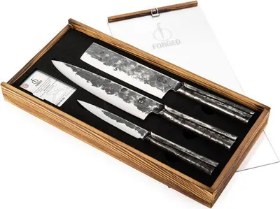 Image de Brute Set De Couteaux 3pcs, Couteau Chef + Couperet + Couteau Menager - Forged