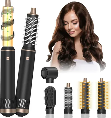 Produktbild von 5 In 1 Airstyler Set mit Föhn, Föhnbürste, Warmluftbürste, Automatischem Lockenstab, Glättbürste, Haartrockner Volumen Föhnbürste für Glätten,Volumen