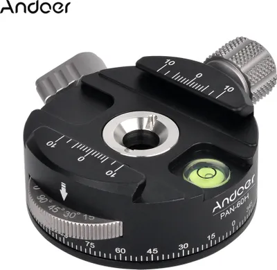 Produktbild von Andoer PAN-60H Panorama-Kugelkopf-Stativkopf mit Drehindikator, AS-Typ-Klemme