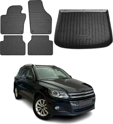 Immagine prodotto di Set di tappetini e fodere per il bagagliaio per VW Tiguan 2007-2018 in gomma TPE nero 5x