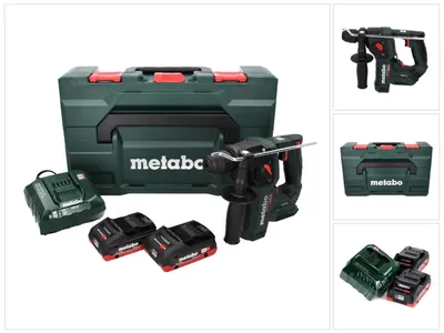 Image de Metabo Akku Hammer BH 18 LTX BL 16 (mit 2 Akkus, LED-Licht, Hammerbohren+Bohren)