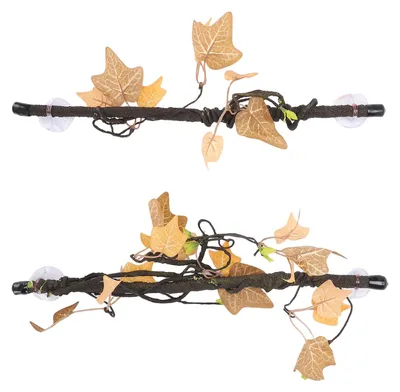 Image de 2 branches décoratives pour reptiles avec ventouses, en plastique réaliste, idéales pour la décoration de terrariums et permettant aux reptiles de grimper