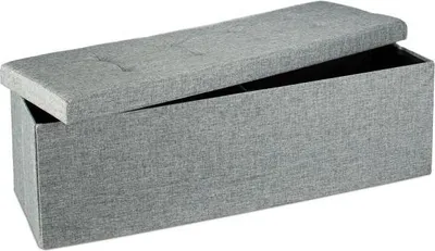 Image de Banquette de rangement pliable tissu lin
