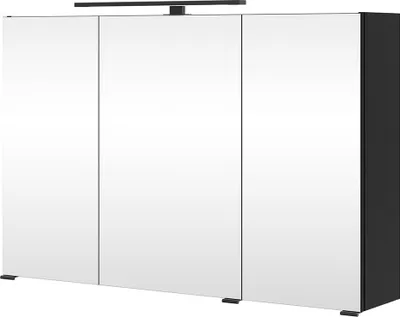 Produktbild von Badezimmer 3D-Spiegelschrank 100 cm Breite in schwarz, mit LED-Aufbauleuchte - ATELLA-03