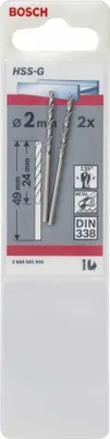 Immagine prodotto di Bosc 2 punte per metallo HSS-G 2,0x24x49mm | 2608585908