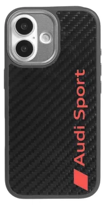 Image de Coque iPhone 17 fibre de carbone Audi R8 MagSafe noir rouge Logo