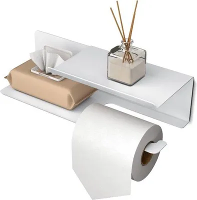 Produktbild von **Optimierte Titel** Unyqoos®️ Toilettenpapierhalter mit Doppelablage - Selbstklebend und Bohrbar - 30 x 10 cm - Weiße Papierhalterung für Bad und Küche**Kurze Verkaufsbeschreibung** Entdecken Sie die Unyqoos®️ Toilettenpapierhalter mit Doppelablage, die perfekte Lösung für Ihr Badezimmer oder Ihre Küche.**Ausführliche Produktbeschreibung** Die Unyqoos®️ Toilettenpapierhalterung ist aus hochwertigem, langlebigem Material gefertigt und bietet eine praktische Lösung für die Aufbewahrung von Toilettenpapier