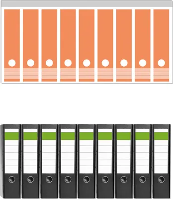 Produktbild von Wallario 9 Stück breite Ordner inkl. Klebeetiketten mit Motive Pastellorange -  Set mit Rückenschildern / Ordnerrücken Stickern