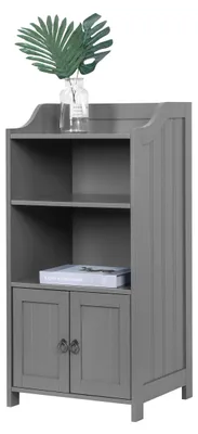 Badkast niedrig 86x40,5x36 cm, 4 Fächer, 2 Türen, MDF, Grau