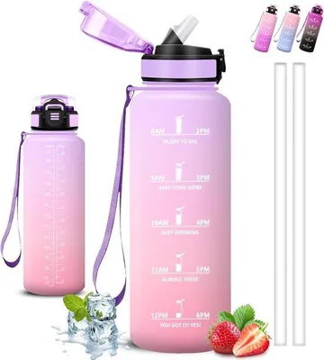 Productafbeelding van Sportdrinkfles 1,5L - Lekvrije Waterfles met Rietje voor Fitness en Dagelijks Gebruik