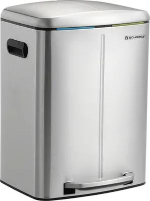 Produktbild von SONGMICS Mülleimer Küche, Treteimer, 2 x 20 L, Mülltrennsystem 2 Fächer, Silbern