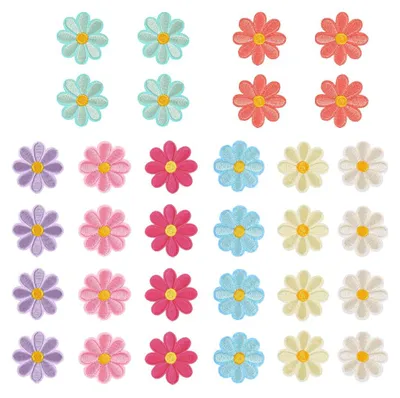 Blumen-Bügelbilder, 32 Stück, Gänseblümchen, DIY, Stickerei, für Kleidung