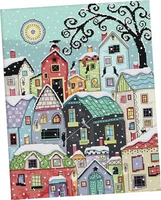 Produktbild von Kreuzstich Stickerei DIY Handarbeit Stickpackung Set, Schnee Landschaft, Stickbild Stickvorlage vorgedruckt Sticken Stickset Handwerk, 40*48cm